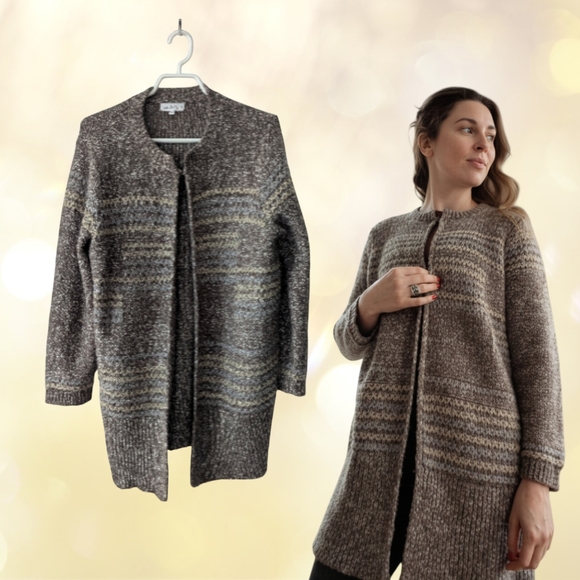 Northern Reflections Sweaters - Northern Reflections Open-Front Acrylic Blend Cardigan Grey Size L